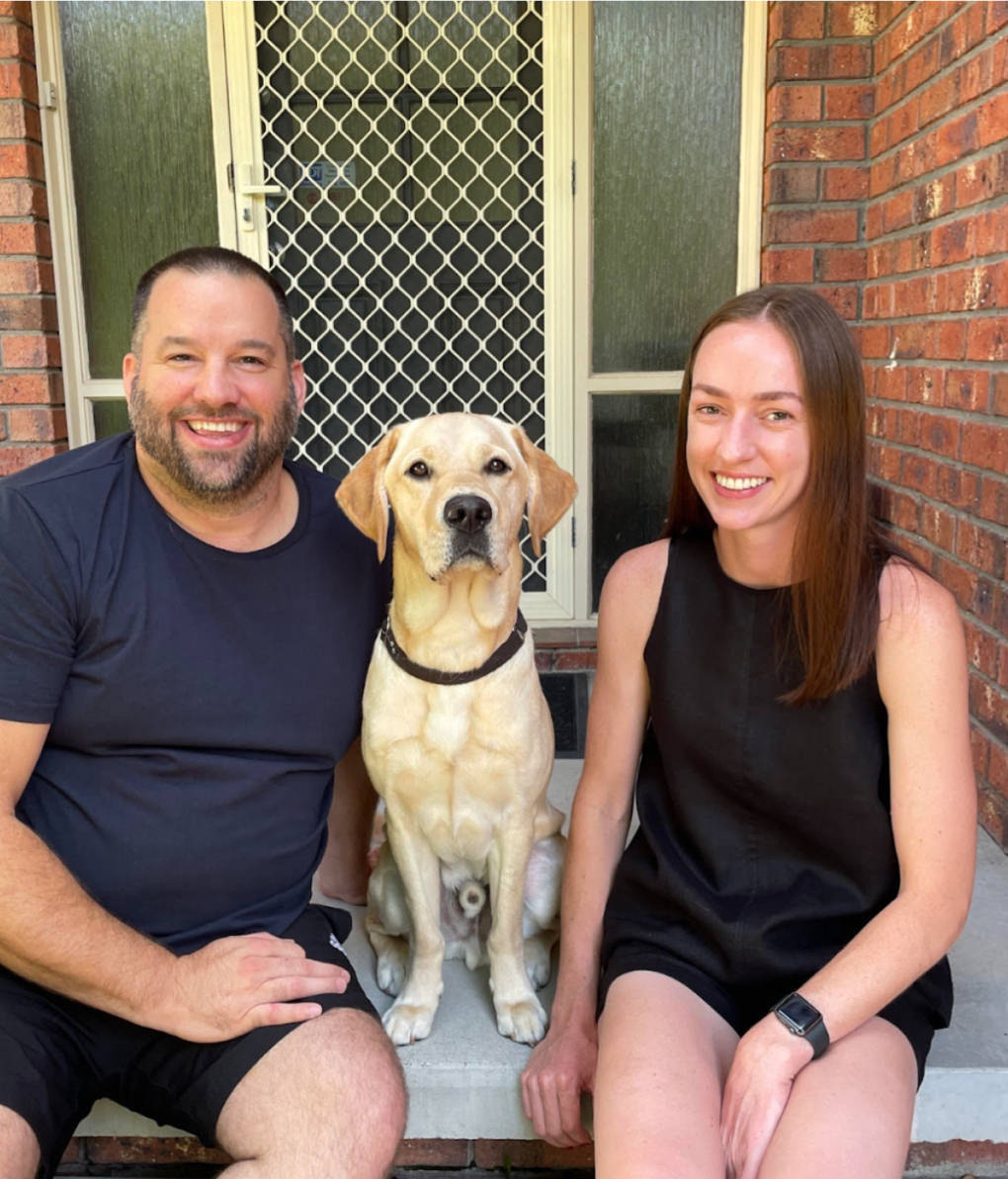 Integra Foster Carer Phil and Grace with Integra Service Dog Tinker