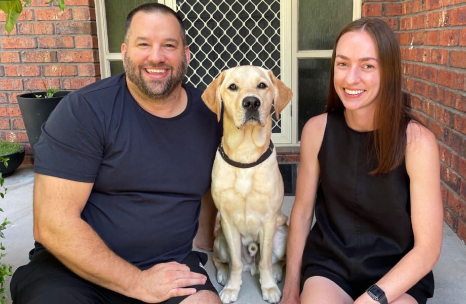 Integra Foster Carer Phil and Grace with Integra Service Dog Tinker